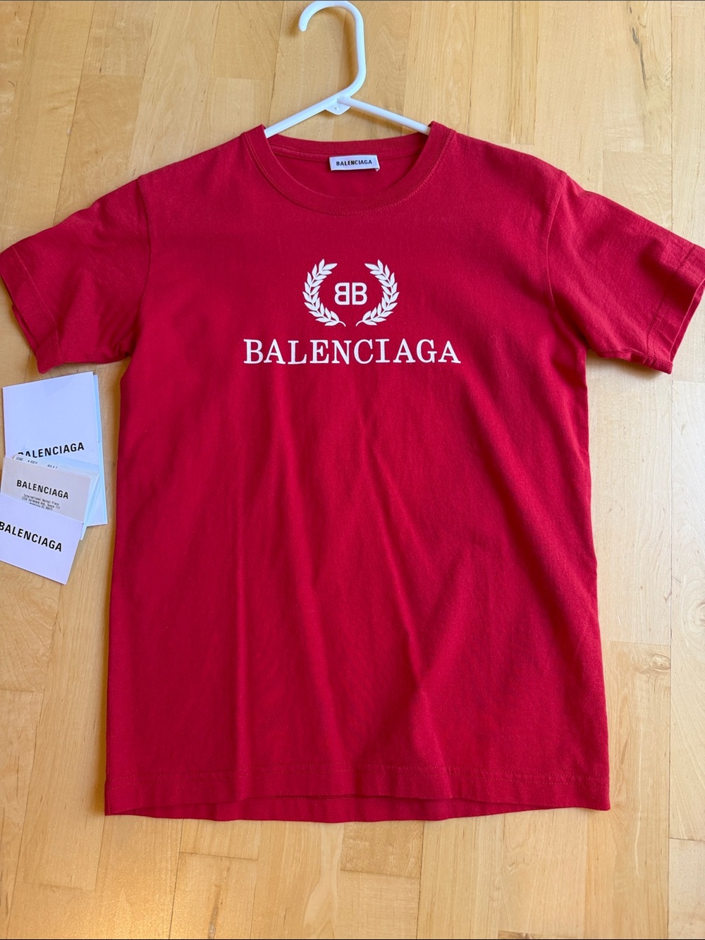 Balenciaga red white t-shirt women’s small wore once cotton short sleeve